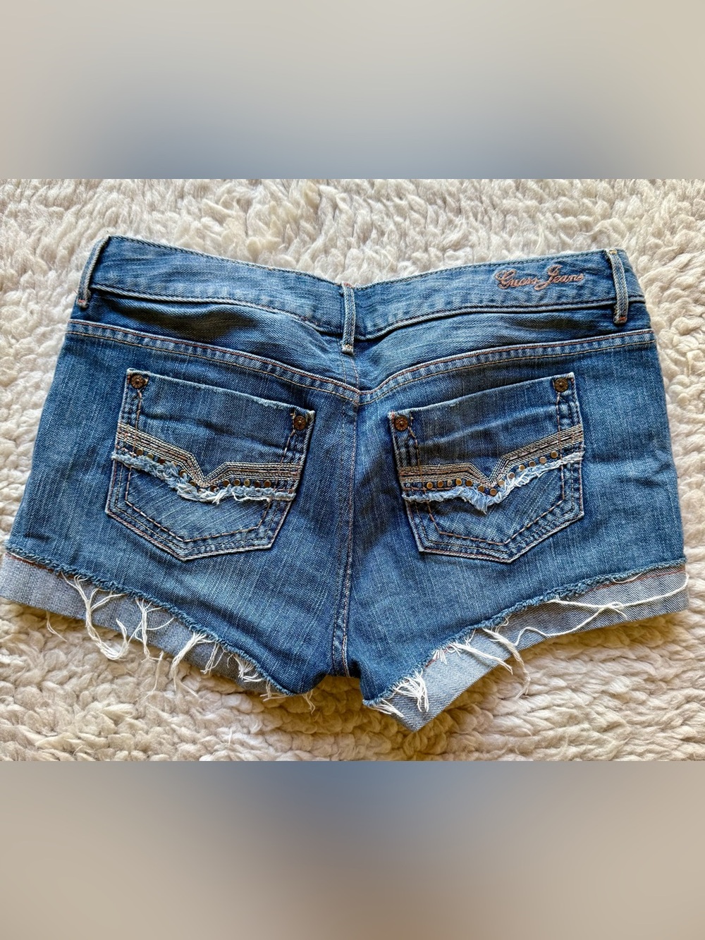 Vintage Y2K Guess Cuffed Jean Shorts Small